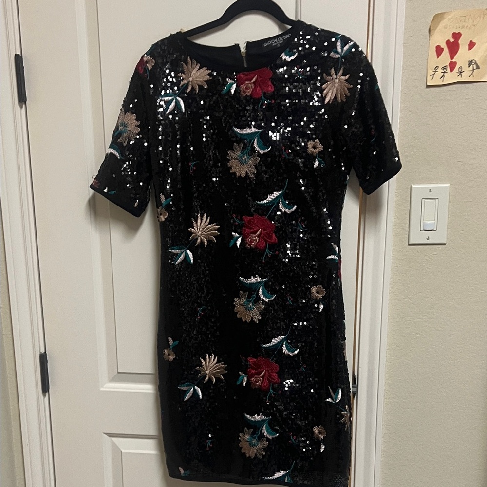 Sequin Floral Mini Dress